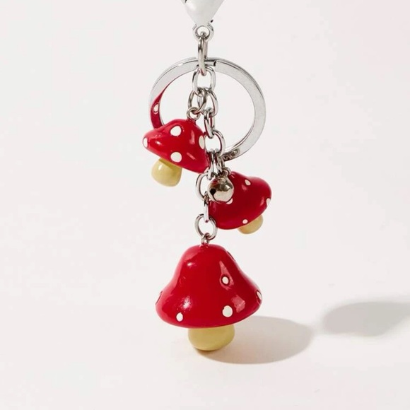 🍄 Style & Glamour Happy Red Spotted Mushroom Key Chain with Bell - NWT - Picture 7 of 11